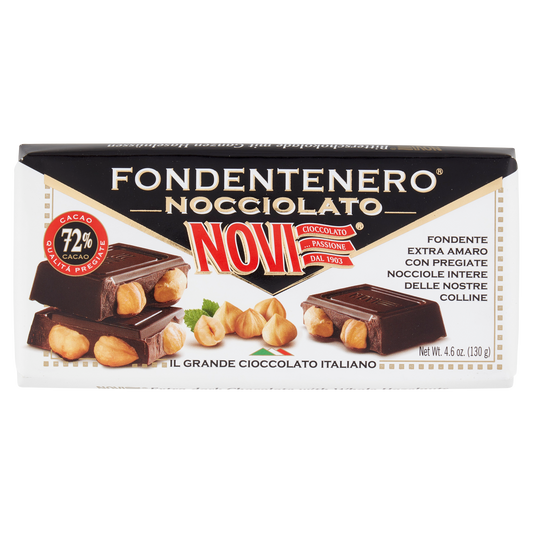 NOVI CIOCCOLATO FONDENTE NOCCIOLA 130g (16 in a boxavailable from our italian retail store)