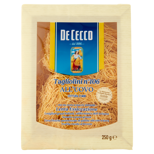 DE CECCO TAGLIOLINI N°106 ALL'UOVO 250g (12 in a box)