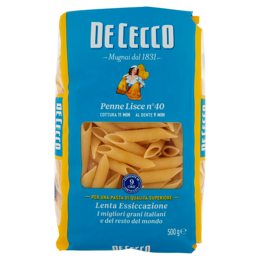 DE CECCO PASTA DI SEMOLA PENNE LISCE N°40 500g (24 in a box)