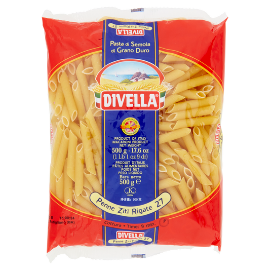DIVELLA PASTA DI SEMOLA PENNE ZITI RIGATE N.27 500g (24 in a box)available from our italian retail store