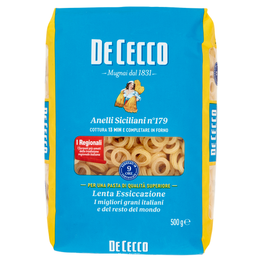 DE CECCO PASTA DI SEMOLA ANELLI SICILIANI N°179 500g (12 in a box)