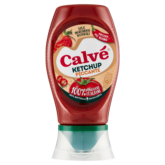 CALVE' KETCHUP HOT PICCANTE TOP DOWN 250ml (9 in a box) available from italian retail store