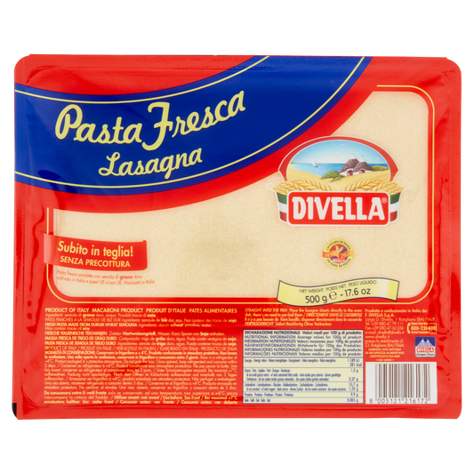 DIVELLA PASTA FRESCA LASAGNA 500g (12 in a box)available from our italian retail store