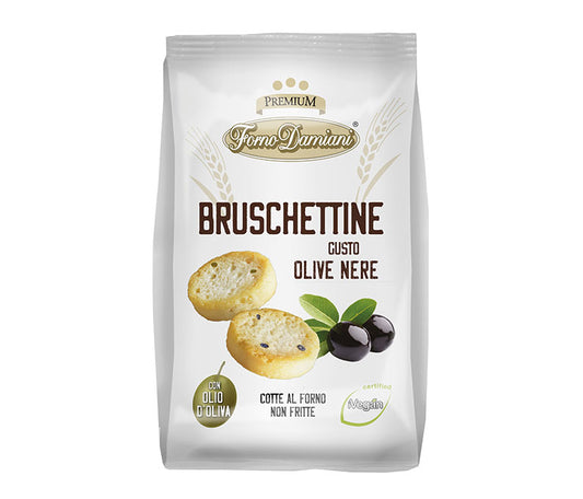 DAMIANI BRUSCHETTINE GUSTO OLIVE NERE 90g (12 in a box)available from our italian retail store
