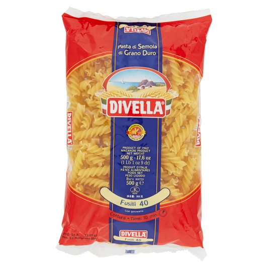 DIVELLA PASTA DI SEMOLA FUSILLI N.40 500g (24 in a box)available from our italian retail store