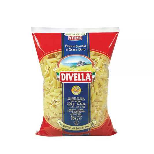 DIVELLA PASTA DI SEMOLA PENNETTE MEZZANE available from our italian retail storeN.38 500g (24 in a box)