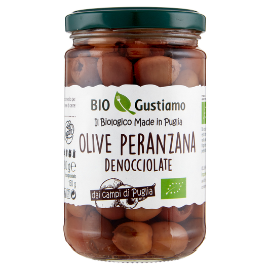 BIO GUSTIAMO OLIVE NERE PERANZANA DENOCCIOLATE 280g (5 in a box) available from our italian retail store