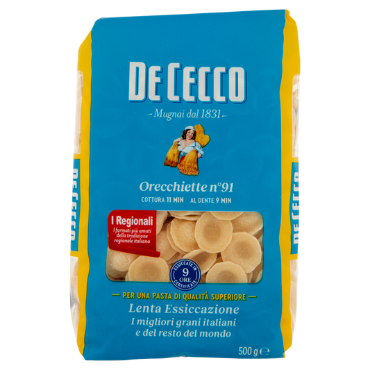 DE CECCO PASTA DI SEMOLA ORECCHIETTE N°91 500g (24 in a box)