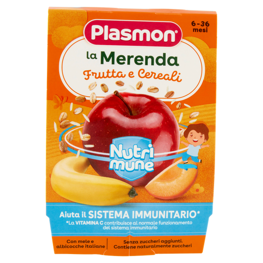 PLASMON MERENDA FRUTTA CEREALE  120gX2 240g available from our italian retail store