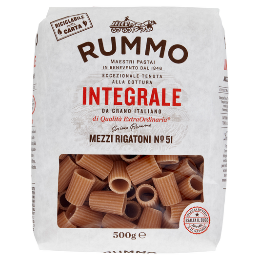 RUMMO MEZZI RIGATONI INTEGRALI N°51 500g (16 in a box) available from our italian retail store