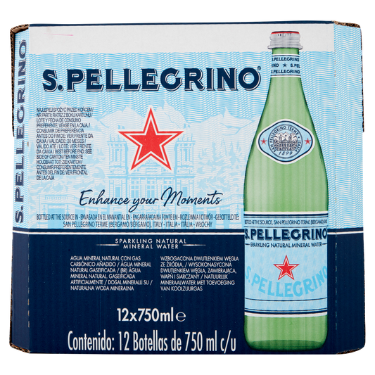 SANPELLEGRINO ACQUA FRIZZANTE VETRO 750ml (12 in a box)