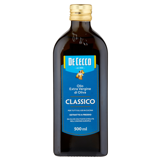 DE CECCO OLIO EXTRAVERGINE D'OLIVA CLASSICO 500ml (12 in a box)available from our italian retail store