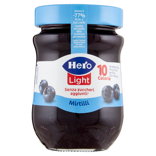 HERO CONFETTURA LIGHT MIRTILLI no added sugar 240g (8 in a box)available from our italian retail store