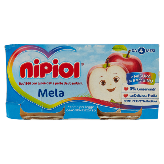 NIPIOL OMOGENEIZZATO ALLA FRUTTA MELA 80g X2 160g (12 in a box)