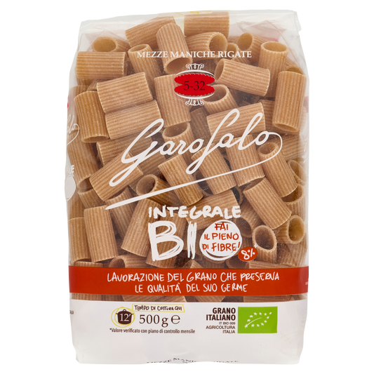 GAROFALO PASTA INTEGRALE MEZZE MANICHE RIGATE 500g (16 in a box)available from our italian retail store