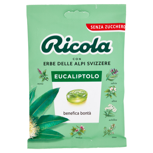 RICOLA EUCALIPTOLO SENZA ZUCCHERO 70g (12 in a box)available from our italian retail store