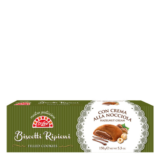 DI LEO BISCOTTI RIPIENI ALLA NOCCIOLA 150g (14 in a box)