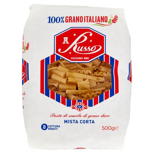RUSSO PASTA DI SEMOLA MISTA CORTA 500g (20 in a box)