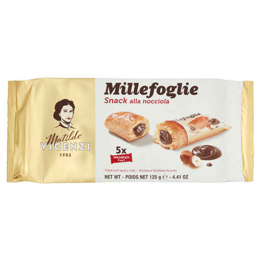 VICENZI MILLEFOGLIE MINISNACK NOCCIOLA X5 125g (16 in a box)
