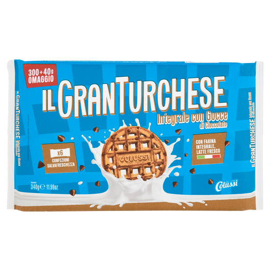 COLUSSI GRAN TURCHESE INTEGRALI GOCCE DI CIOCCOLATO 340g (12 in a box)