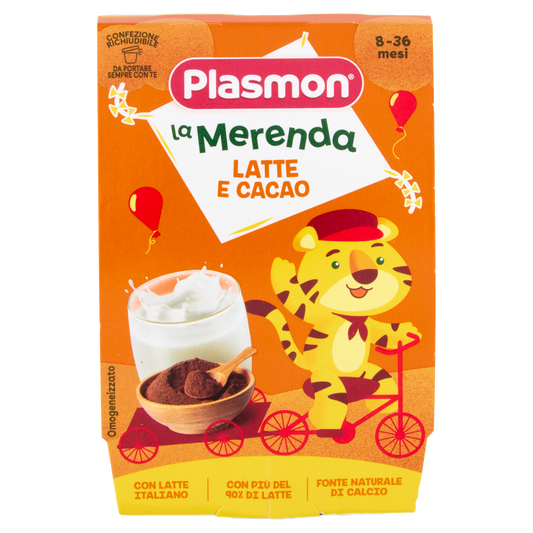 PLASMON MERENDA LATTE&CACAO 120gX2 240g (12 in a box)available from our italian retail store