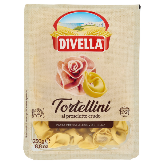 DIVELLA PASTA FRESCA RIPIENA TORTELLINI AL PROSCIUTTO CRUDO 250g (10 in a box)available from our italian retail store