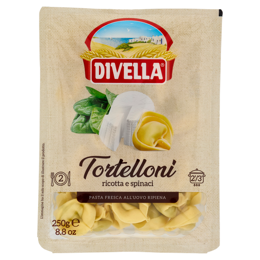 DIVELLA PASTA FRESCA RIPIENA TORTELLONI RICOTTA E SPINACI 250g (10 in a box)available from our italian retail store