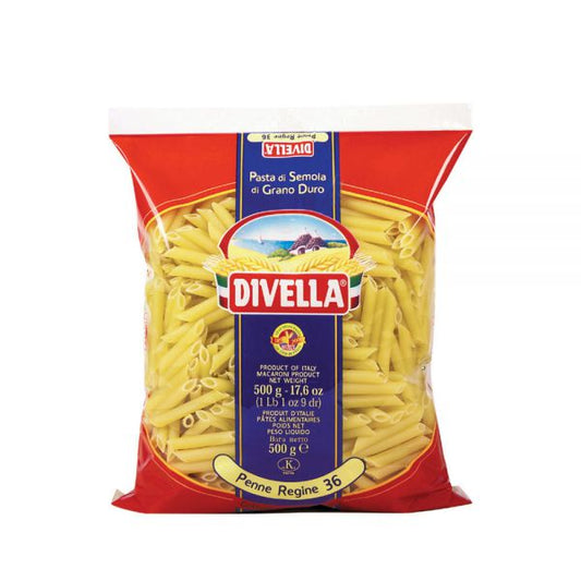 DIVELLA PASTA DI SEMOLA PENNE REGINE 500g available from our italian retail store(24 in a box)