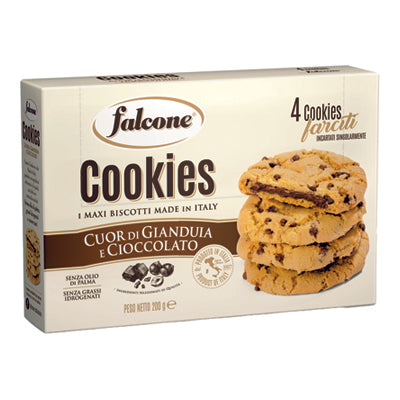 FALCONE COOKIES CUORI DI GIANDUIA E CIOCCOLATO 200g (12 in a box)