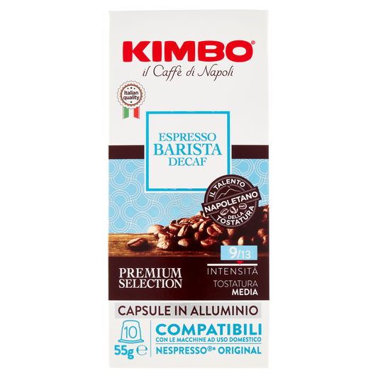 KIMBO ESPRESSO BARISTA DECAFFEINATO CAPSULE IN ALU 55g (10 in a box)