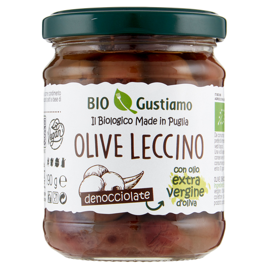 BIO GUSTIAMO OLIVE LECCINO 200g (5 in a box)available from our italian retail store