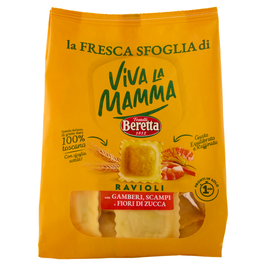 VIVA LA MAMMA RAVIOLI GAMBERI/SCAMPI/F.ZUC 200 GR (6 in a box) available from our italian retail store
