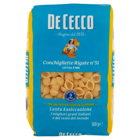 DE CECCO PASTA DI SEMOLA CONCHIGLIETTE RIGATE 500g (24 in a box)