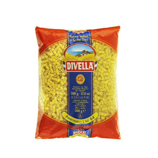 DIVELLA PASTA DI SEMOLA PATERNOSTINI LISCI 500g (24 in a box)available from our italian retail store