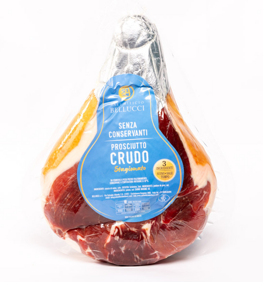 BELLUCCI BONELESS TIED DRY CURED HAM/ PROSCIUTTO CRUDO 7KG APPROX (14.52PER KG)