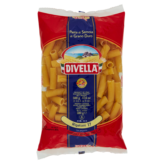DIVELLA PASTA DI SEMOLA RIGATONI N.17 500g (24 in a box)available from our italian retail store