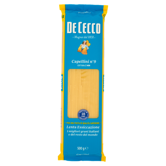 DE CECCO PASTA DI SEMOLA CAPELLINI N°9 500g (24 in a box)