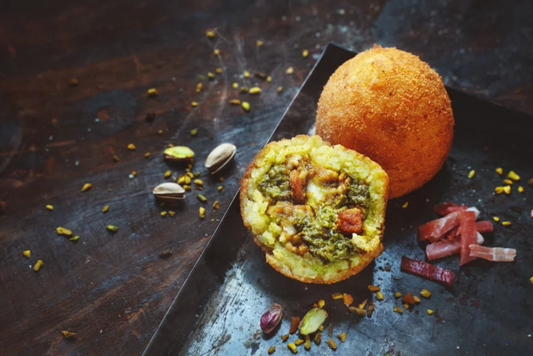 ARANCINI PISTACCHIO PANCETTA E PROVOLA PREFRIED 200G 16PZxBOX - CERERE