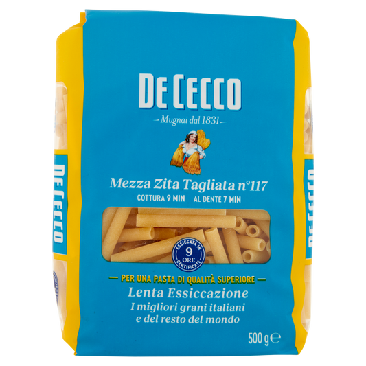 DE CECCO PASTA DI SEMOLA MEZZI ZITI TAGLIATI N°117 500g (24 in a box)