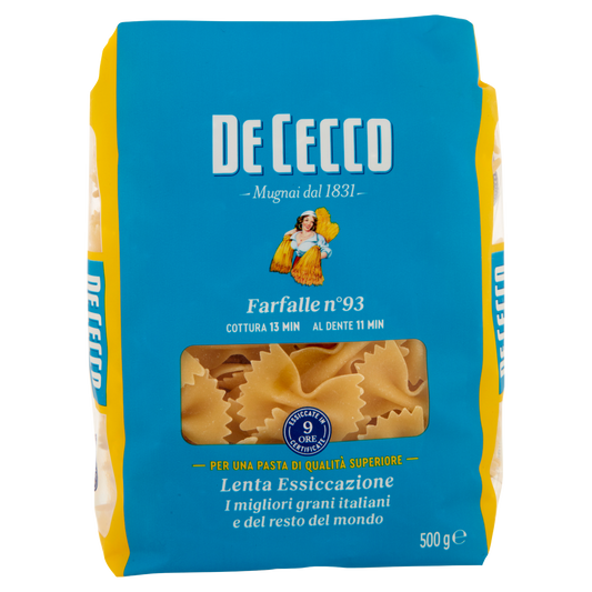DE CECCO PASTA DI SEMOLA FARFALLE SPECIALI 500g (24 in a box)