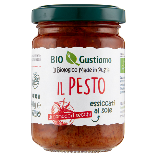 BIO GUSTIAMO PESTO PEPERONI E MANDORLE 140g (6 in abox)available from our italian retail store