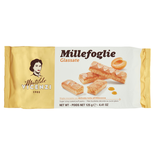 VICENZI MILLEFOGLIE GLASSATE ALL'ALBICOCCA 125g (16 in a box)