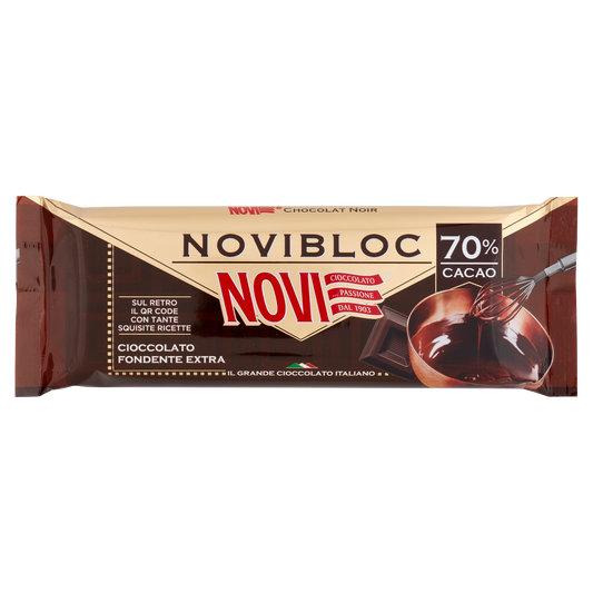 NOVI BLOCK FONDENTE 70% 140g (18 in a box)available from our italian retail store