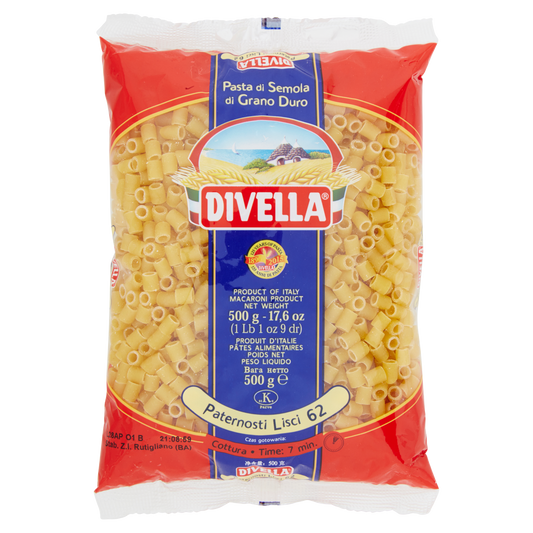 DIVELLA PASTA DI SEMOLA PATERNOSTI LISCI N.62 500g (24 in a box)available from our italian retail store