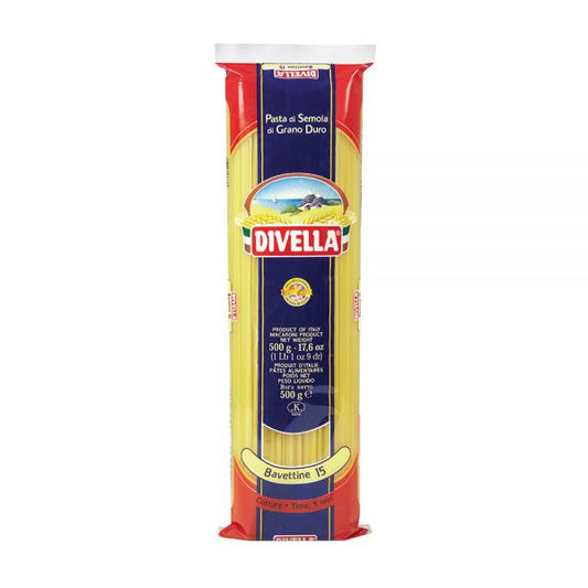 DIVELLA PASTA DI SEMOLA BAVETTINE N.15 500g (36 in a box)available from our italian retail store