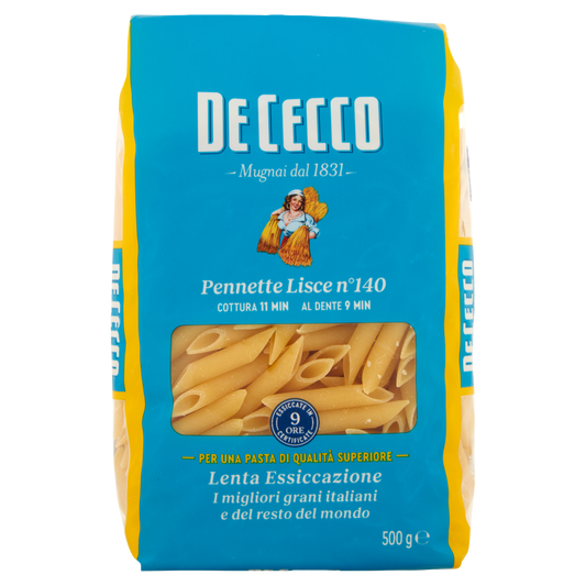 DE CECCO PASTA DI SEMOLA PENNE MEZZANE LISCE 500g (24 in a box)