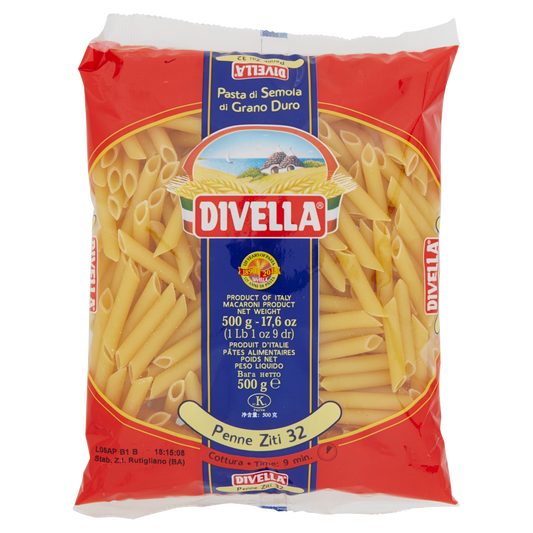 DIVELLA PASTA DI SEMOLA PENNE ZITI N.32 500g (24 in a box)available from our italian retail store