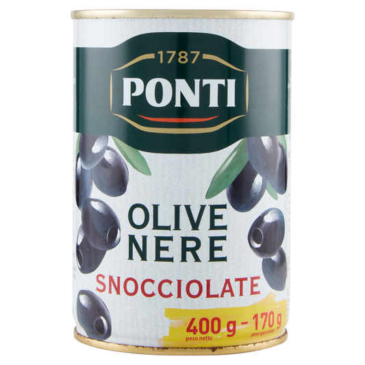 PONTI OLIVE NERE SNOCCIOLATE 400g (12 in a box)available from our italian retail store