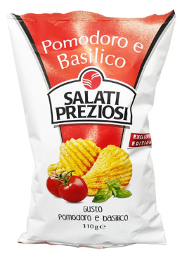 SALATI PREZIOSI PATATINE POMODORO E BASILICO 110g (20 in a box)available from our italian retail store