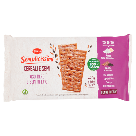 DORIA CRACK.RISO NERO E LINO 245g (12 in a box)available from our italian retail store